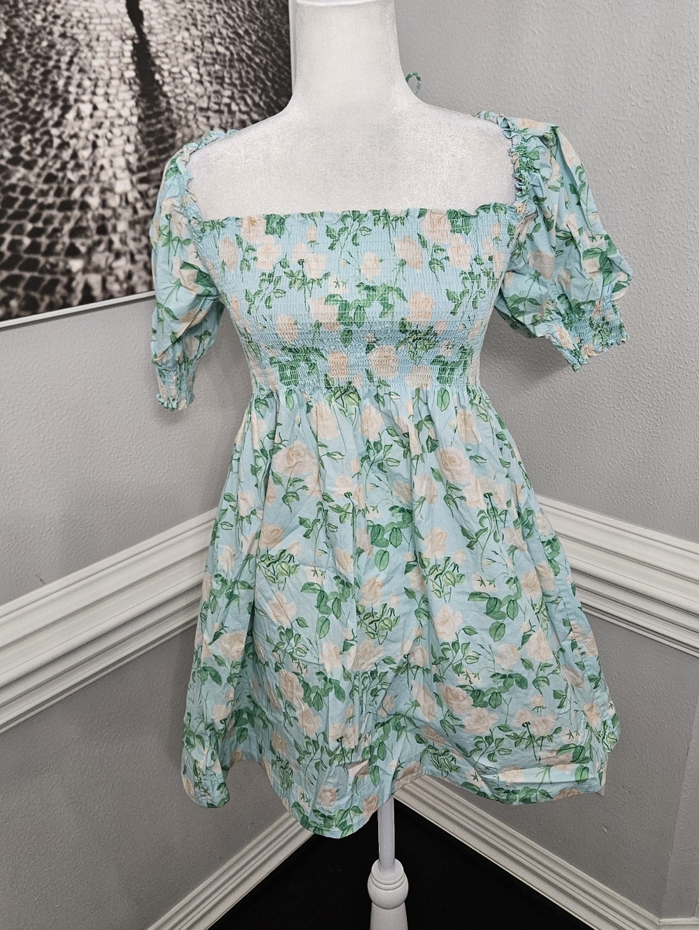 Hill House Athena Nap Dress in "Blue Roses Poplin" size small NWOT - Picture 5 of 12
